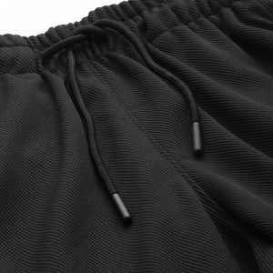 Men's Black Relaxed Fit Textured Cargo Joggers