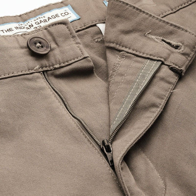 Men's Brown Regular Fit Solid Chino Shorts
