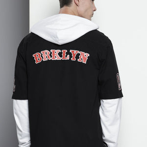 Men's Black Regular Fit Graphic Street Wear Shirt