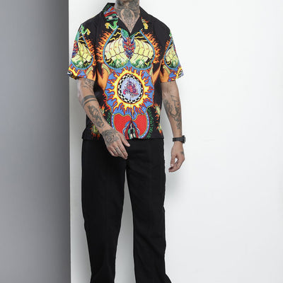 Men's Black Oversized Kitch Street Wear Shirt