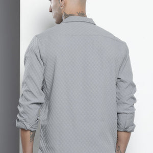 Men's Grey Relaxed Fit Solid Resort Wear Shirt