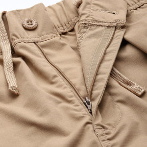Men's Khaki Tapered Fit Textured Cargos