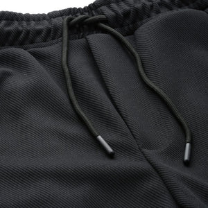 Men's Black Relaxed Fit Textured Baggy Joggers