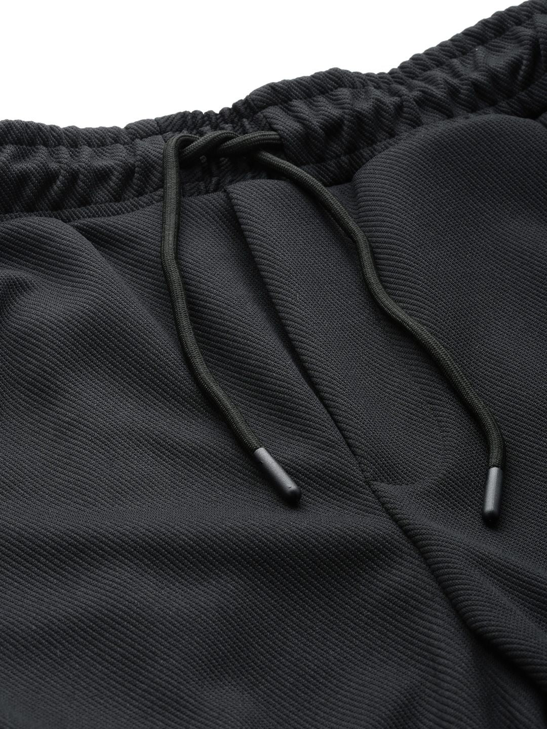 Men's Black Relaxed Fit Textured Baggy Joggers