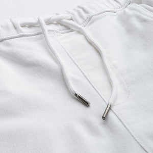 Men's White Regular Fit Solid Stretchable Denim Cargo Joggers