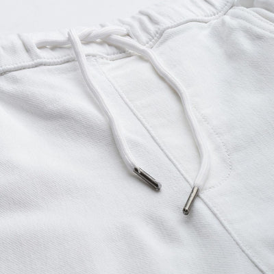 Men's White Regular Fit Solid Stretchable Denim Cargo Joggers