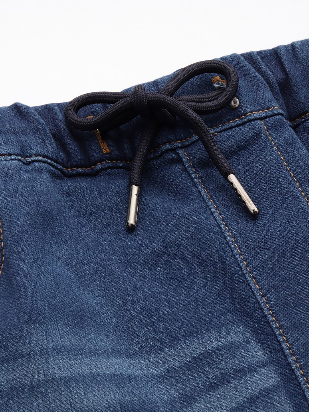 Men's Blue Regular Fit Solid Stretchable Denim Cargo Joggers