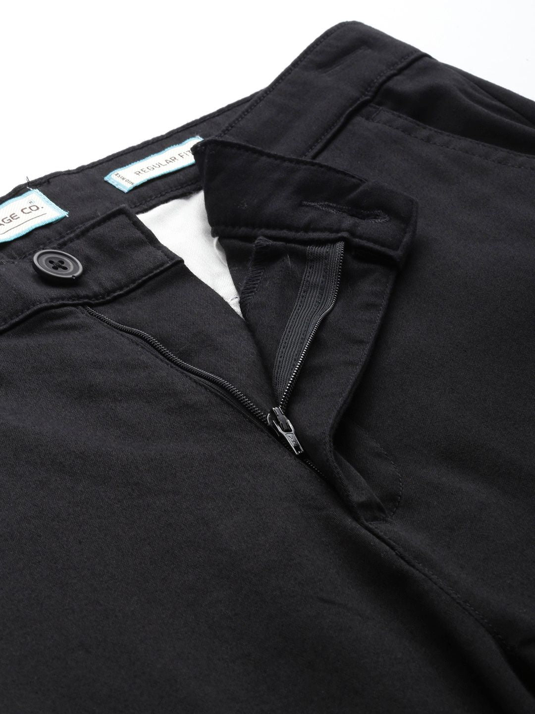Men's Black Regular Fit Solid Chinos