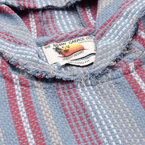 Men's Blue Relaxed Fit Vertical Stripes Resort Wear Shirt