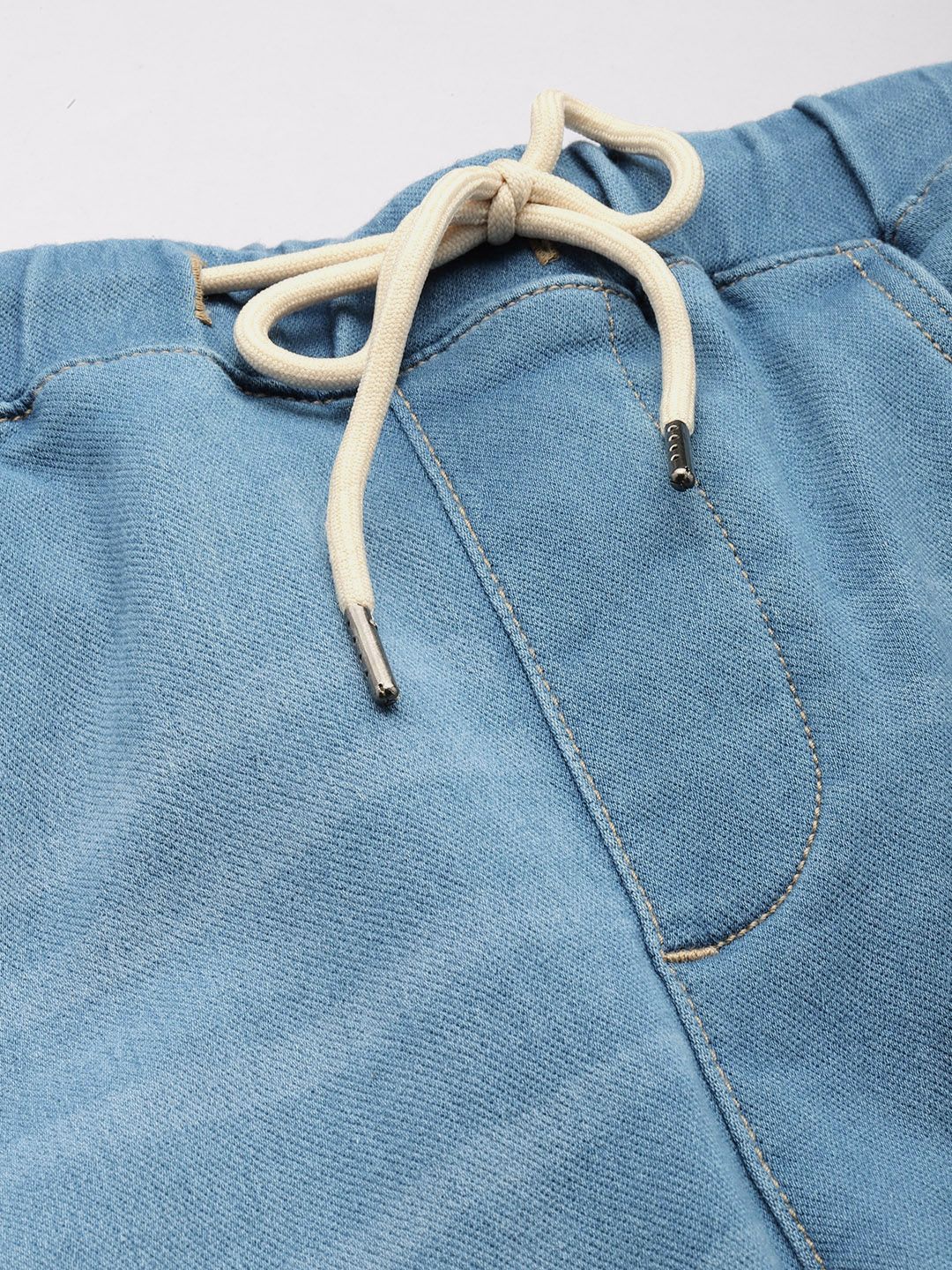 Men's Blue Regular Fit Solid Stretchable Denim Cargo Joggers