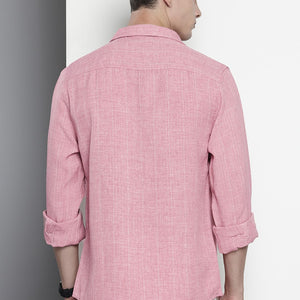 Men's Pink Slim Fit Vertical Striped Casual Shirt