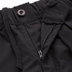 Men's Black Loose Fit Textured Cargos
