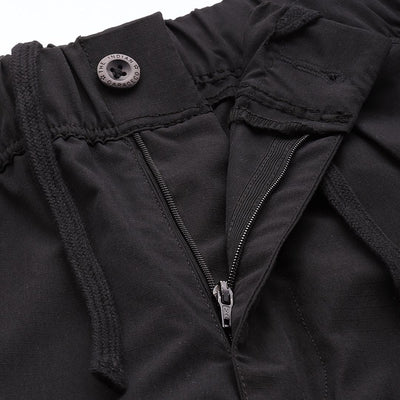 Men's Black Loose Fit Textured Cargos