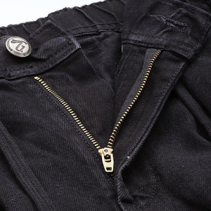 Men's Black Relaxed Fit Solid Denim Joggers