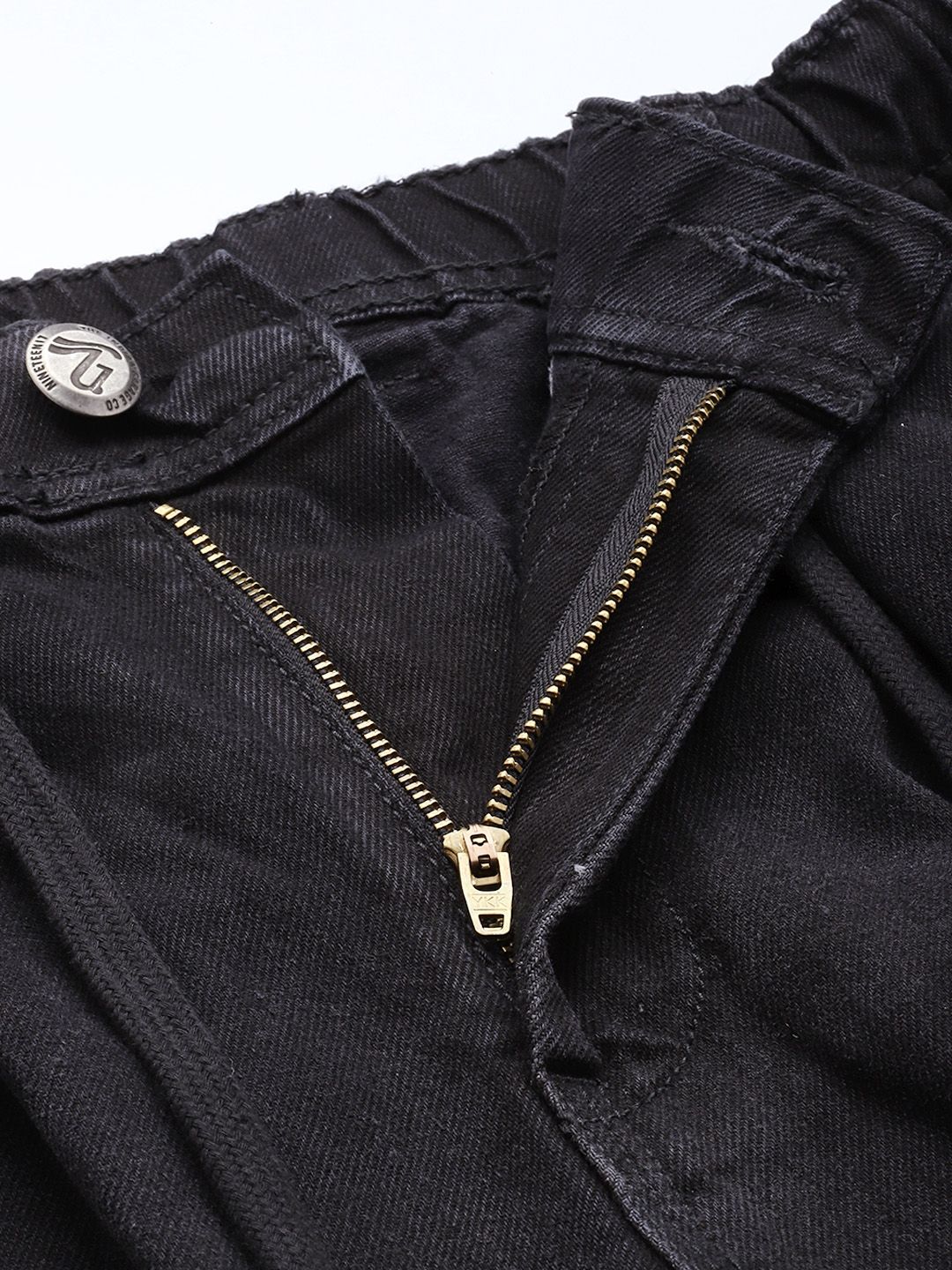 Men's Black Relaxed Fit Solid Denim Joggers