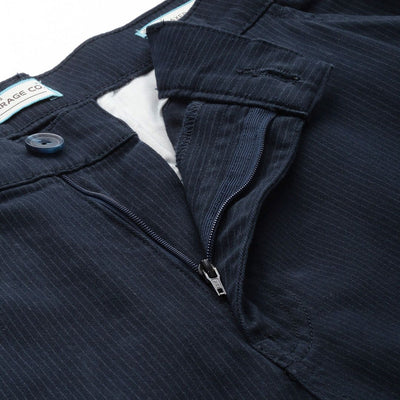Men's Navy Blue Relaxed Fit Geometric Print Cargos