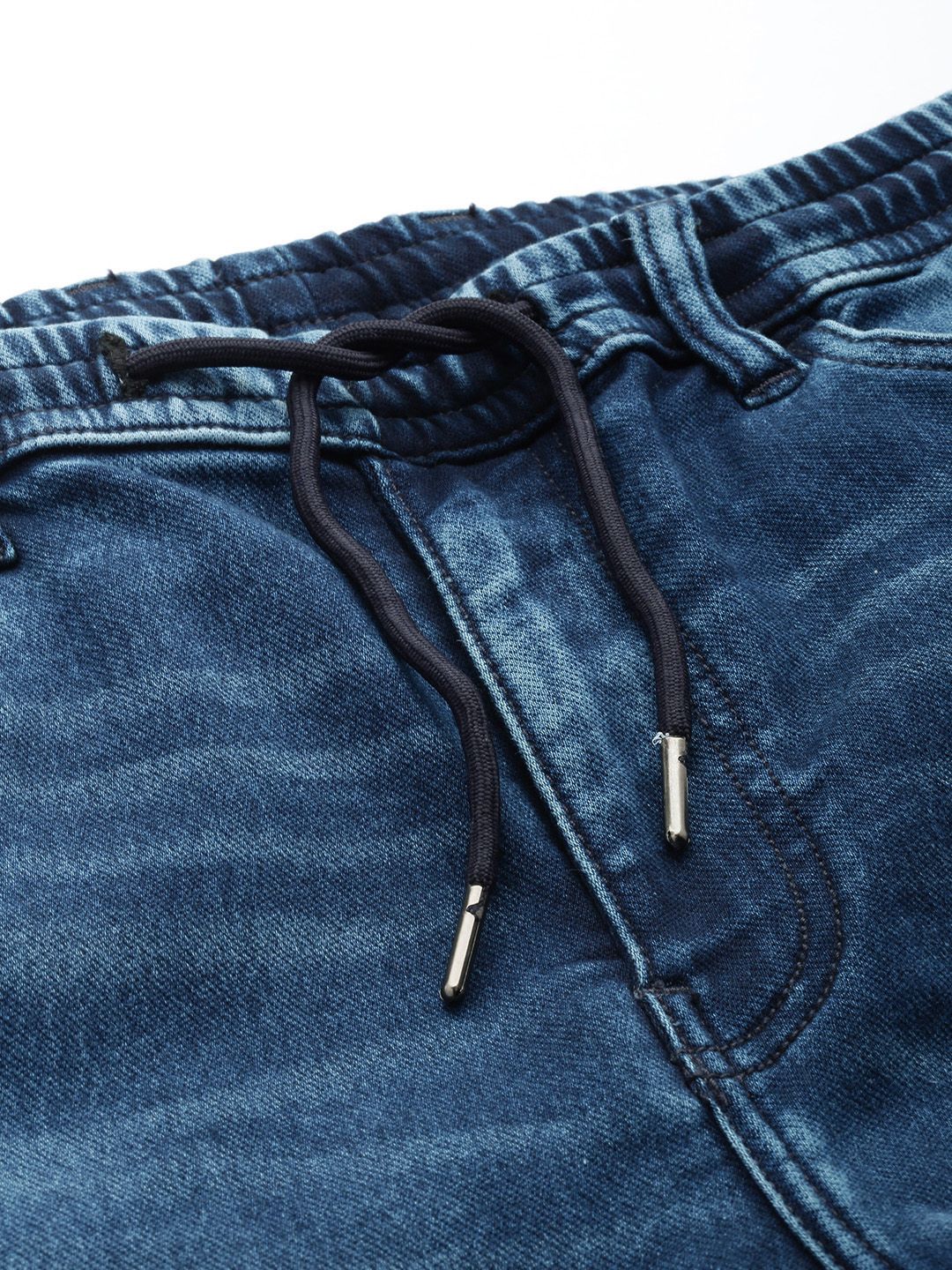 Men's Blue Regular Fit Solid Denim Joggers