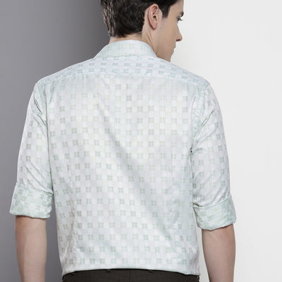 Men's Green Slim Fit Checked Formal Shirt