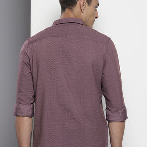 Men's Purple Regular Fit Solid Resort Wear Shirt