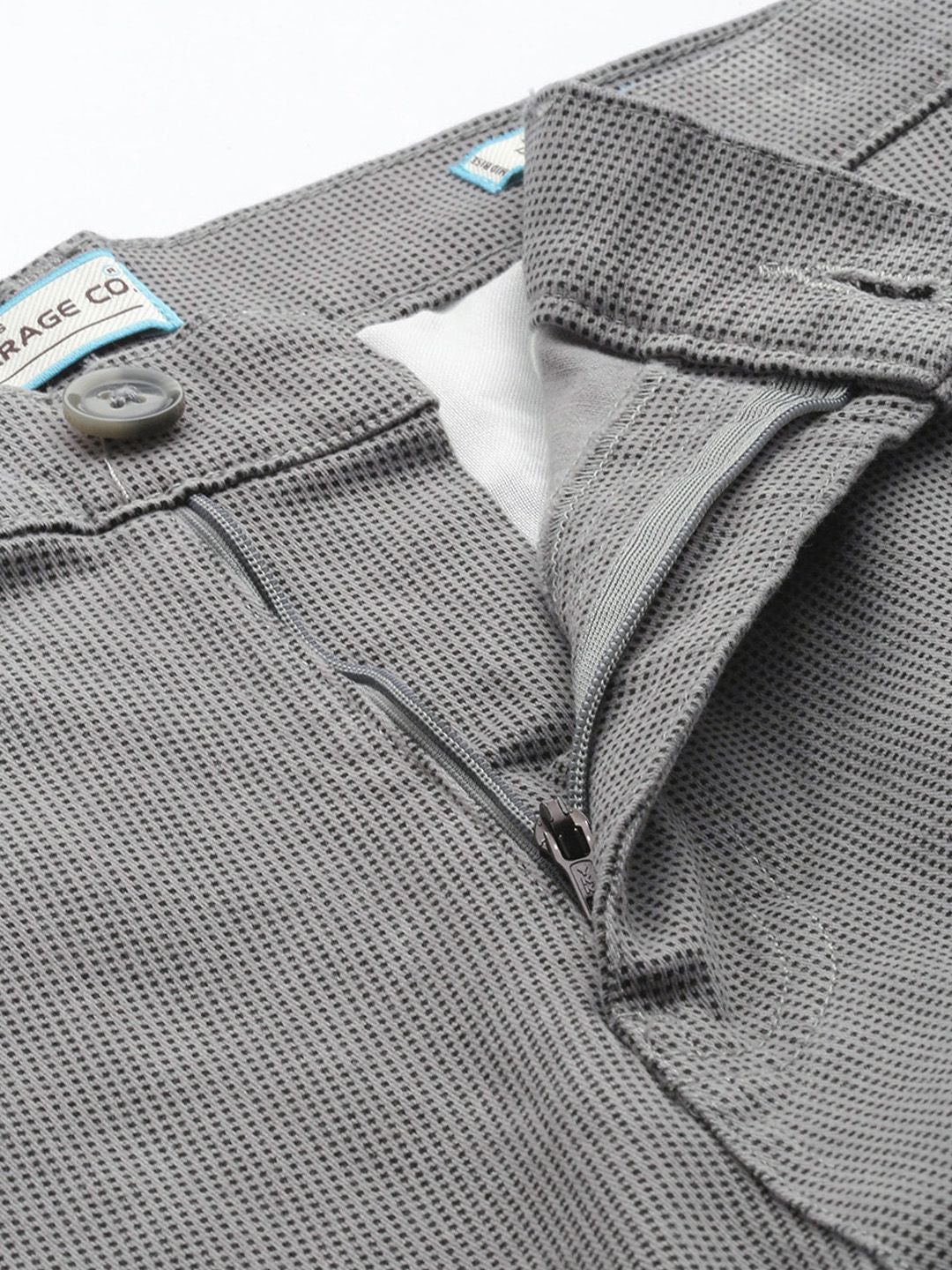 Men's Grey Relaxed Fit Geometric Print Cargos