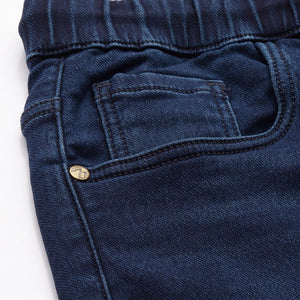 Men's Blue Regular Fit Solid Stretchable Denim Cargo Joggers
