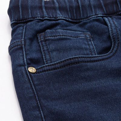 Men's Blue Regular Fit Solid Stretchable Denim Cargo Joggers