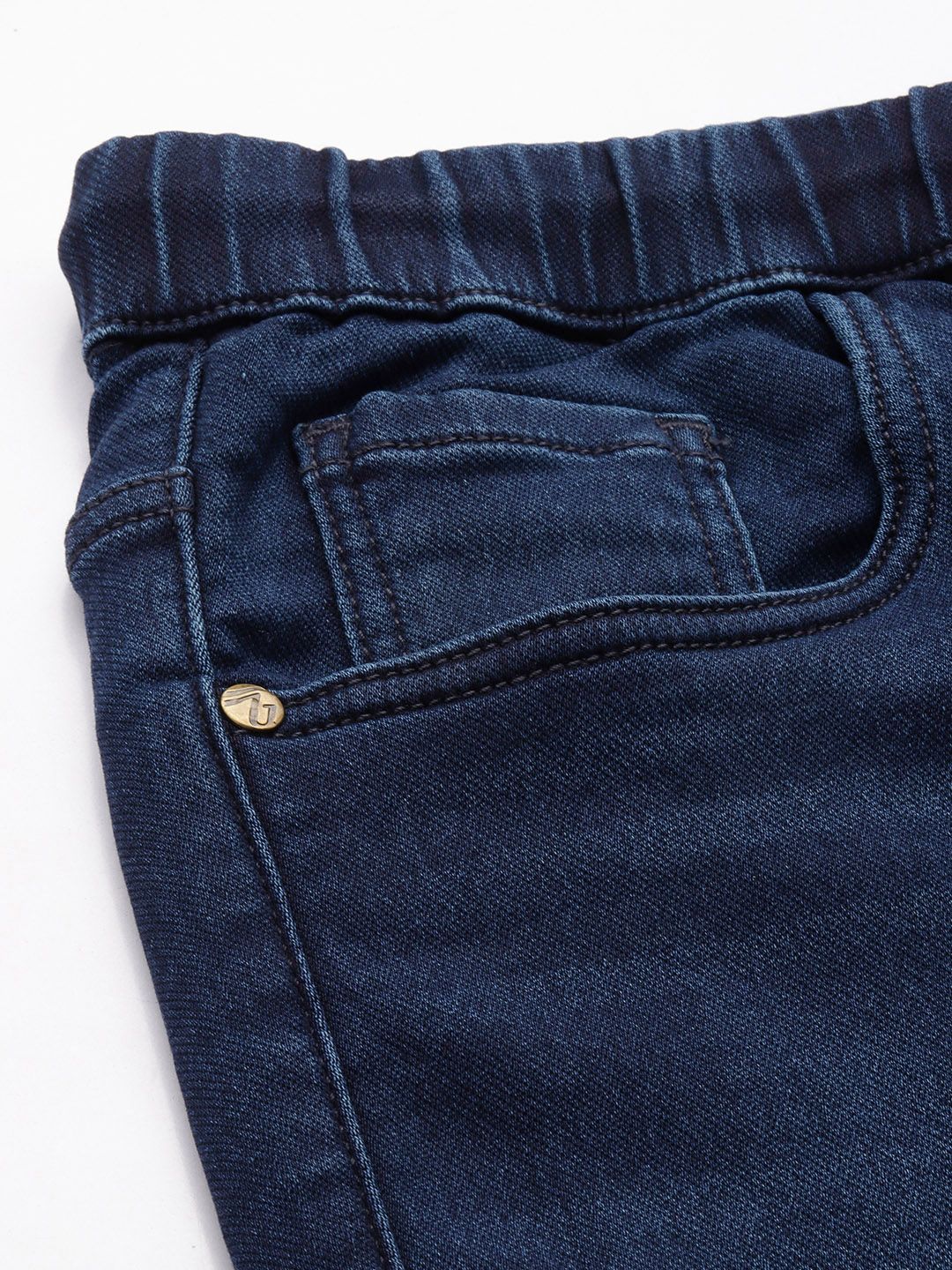 Men's Blue Regular Fit Solid Stretchable Denim Cargo Joggers