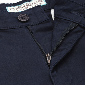 Men's Navy Blue Regular Fit Solid Chino Shorts