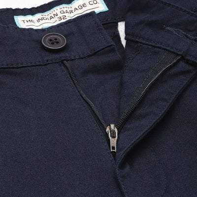 Men's Navy Blue Regular Fit Solid Chino Shorts