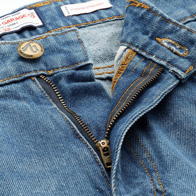 Men's Blue Straight Fit Solid Jeans