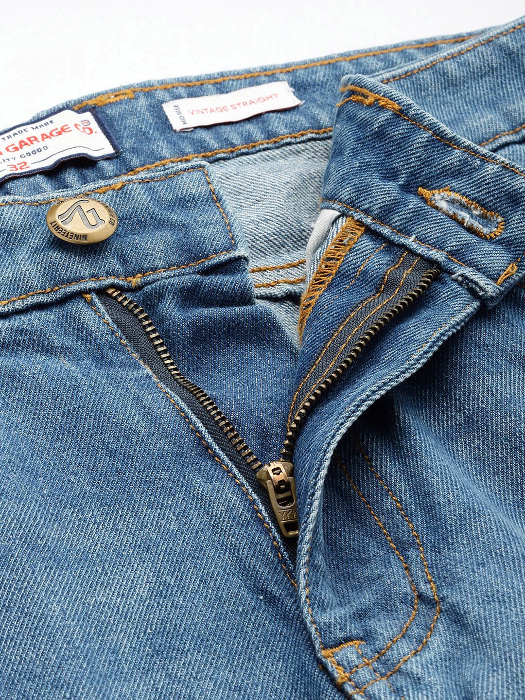 Men's Blue Straight Fit Solid Jeans