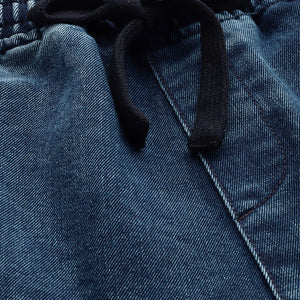 Men's Blue Barrel Loose Solid Denim Joggers