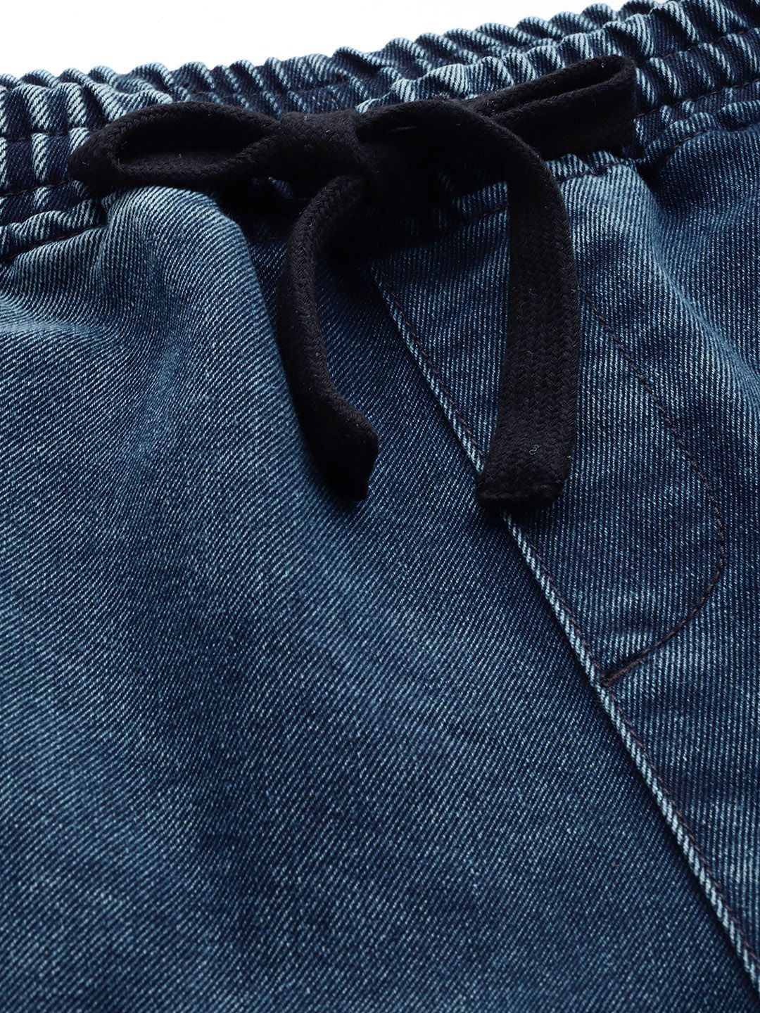 Men's Blue Barrel Loose Solid Denim Joggers