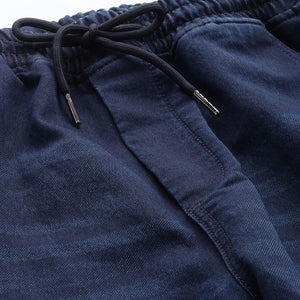 Men's Blue Relaxed Fit Solid Denim Joggers