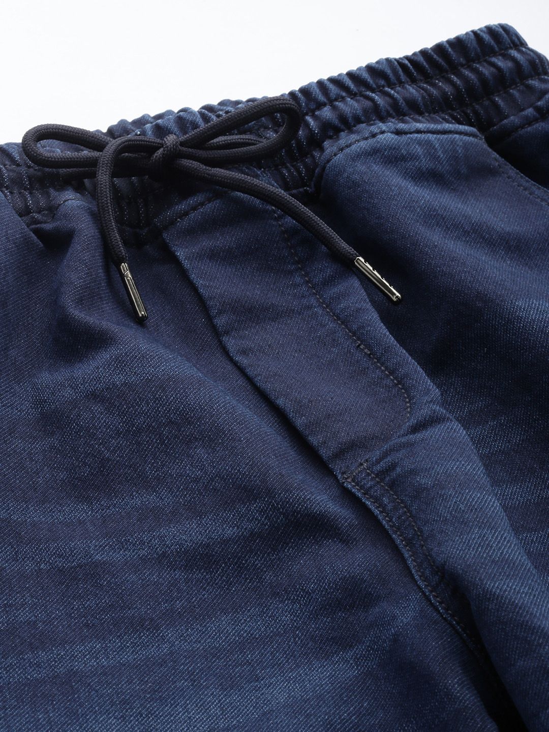 Men's Blue Relaxed Fit Solid Denim Joggers