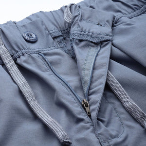 Men's Blue Loose Fit Textured Cargos