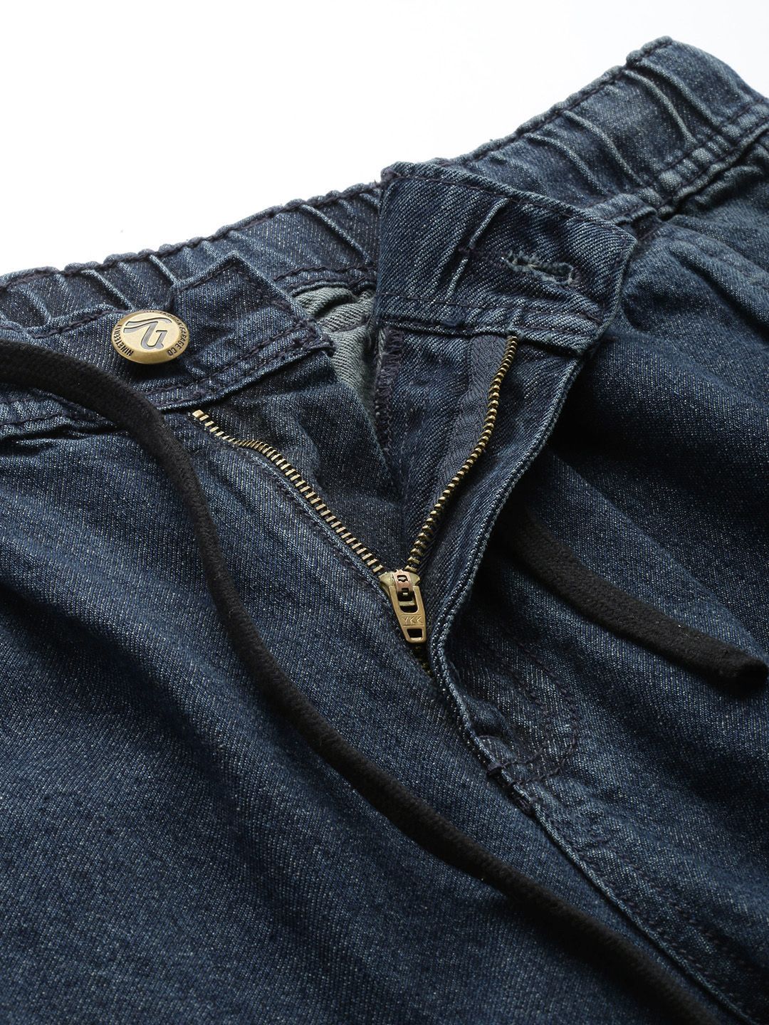 Men's Blue Relaxed Fit Solid Denim Joggers