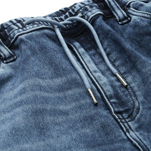 Men's Blue Regular Fit Solid Denim Joggers
