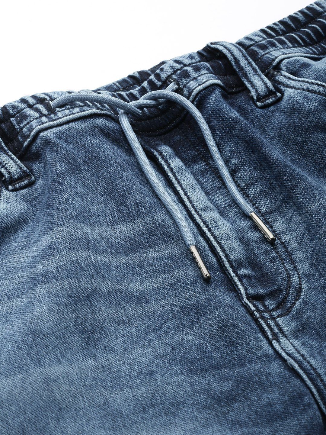 Men's Blue Regular Fit Solid Denim Joggers