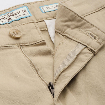 Men's Beige Regular Fit Solid Chino Shorts