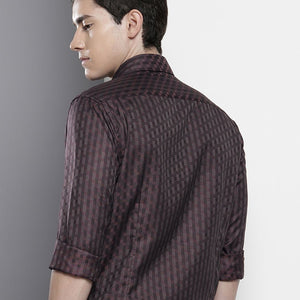 Men's Purple Slim Fit Checked Formal Shirt