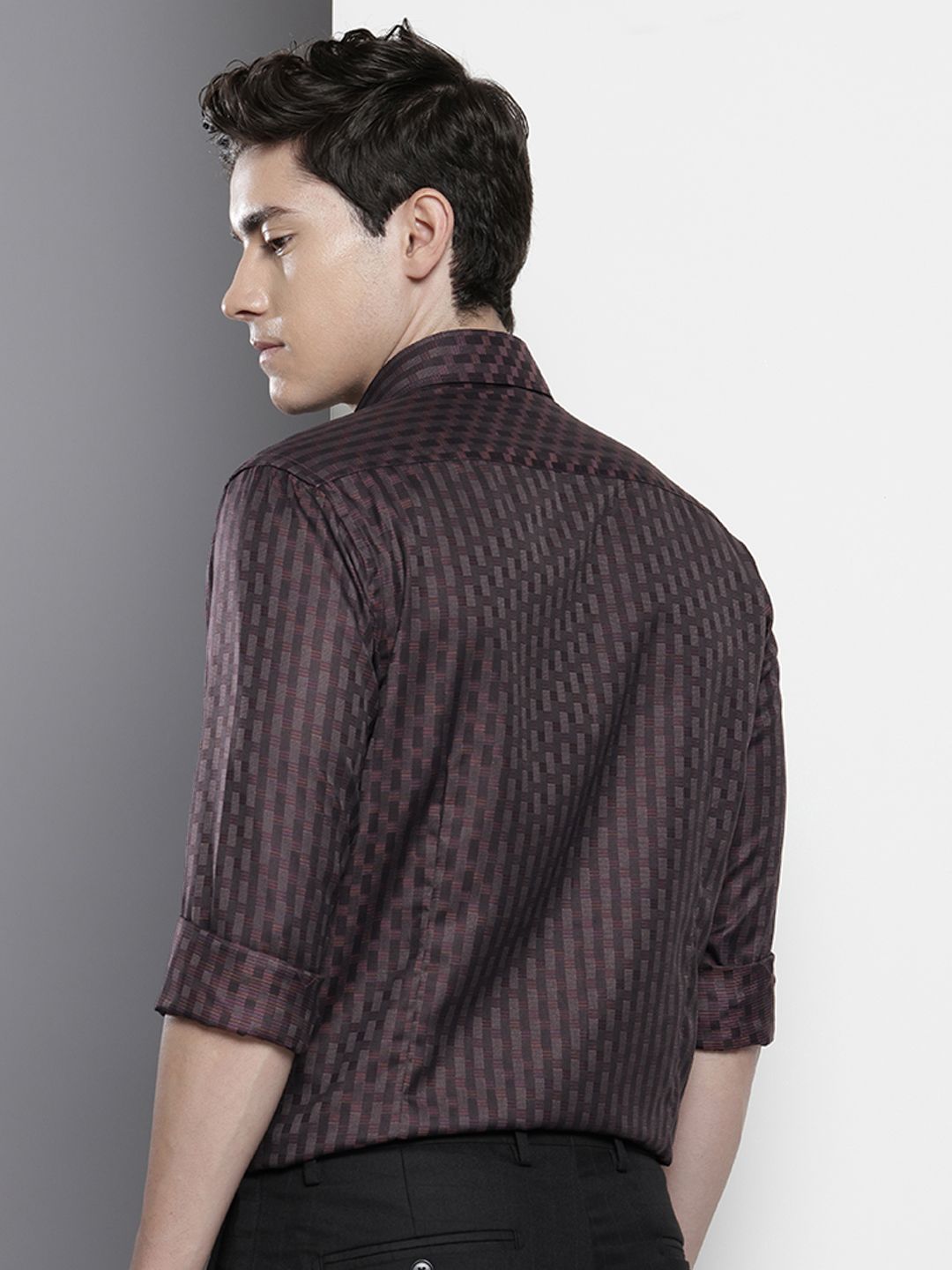 Men's Purple Slim Fit Checked Formal Shirt