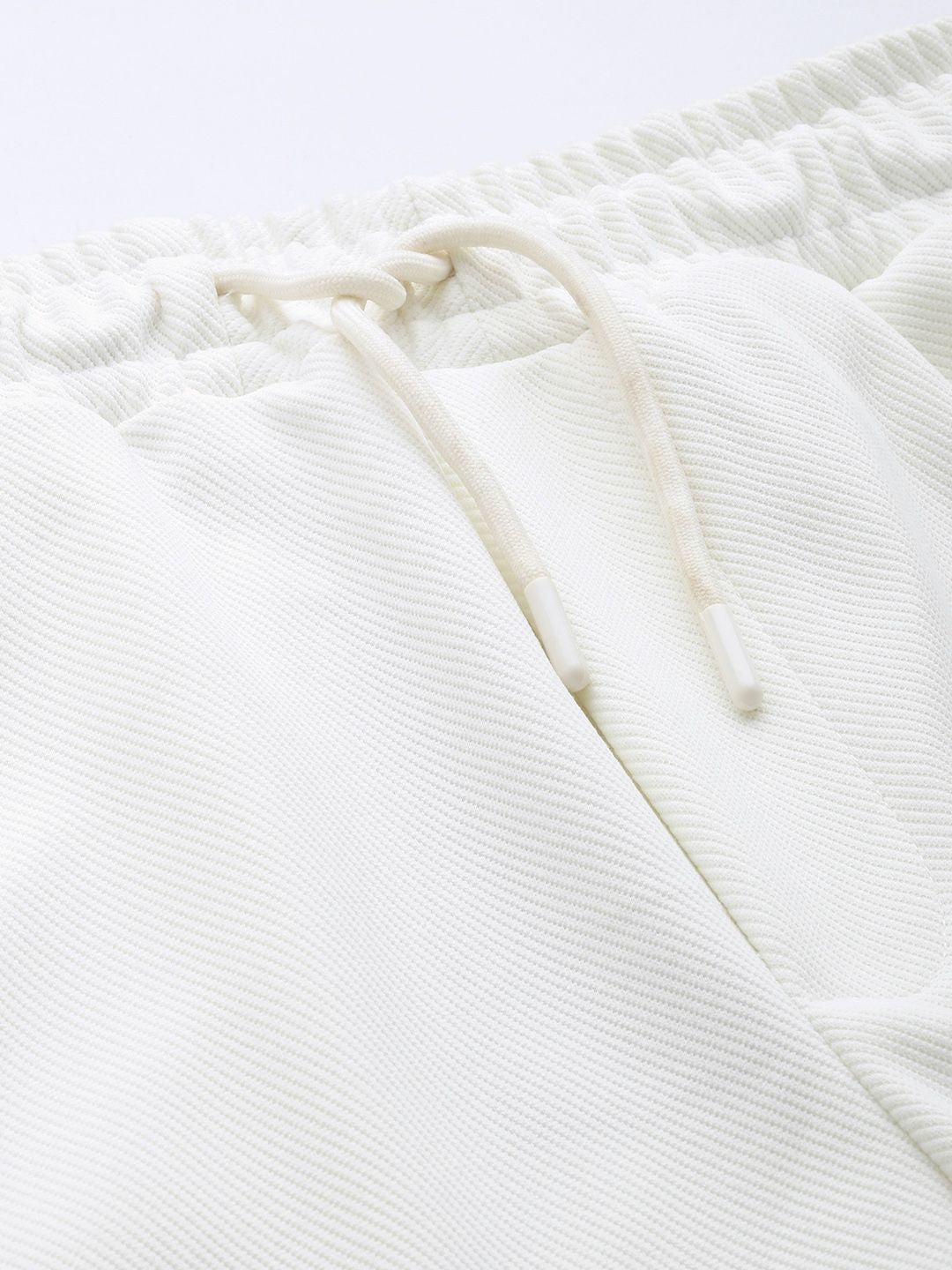 Men's White Relaxed Fit Textured Baggy Joggers