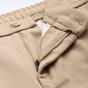 Men's Beige Relaxed Fit Solid Chinos