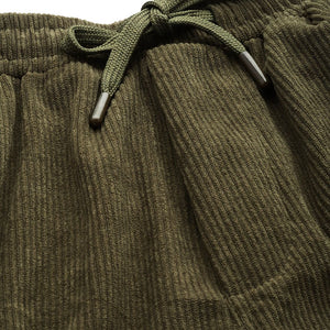 Men's Olive Relaxed Fit Textured Corduroy Loose Joggers