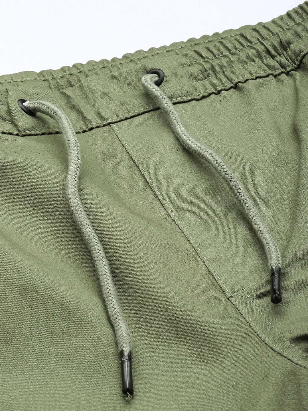Men's Green Regular Fit Solid Utility Cargo Jogger