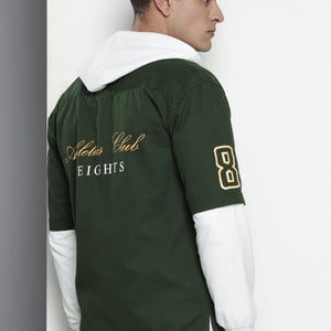 Men's Green Regular Fit Graphic Street Wear Shirt