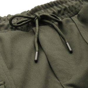 Men's Olive Relaxed Fit Textured Wide Leg Cargo Joggers