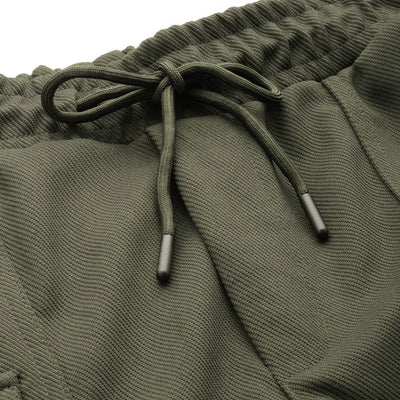 Men's Olive Relaxed Fit Textured Wide Leg Cargo Joggers