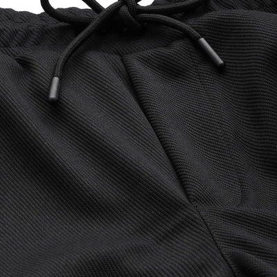 Men's Black Relaxed Fit Textured Cargo Joggers